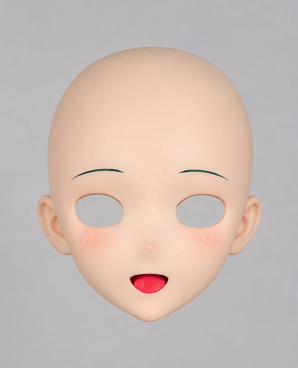 Base de cabeza de anime modelada en 3D, sin pintar.
