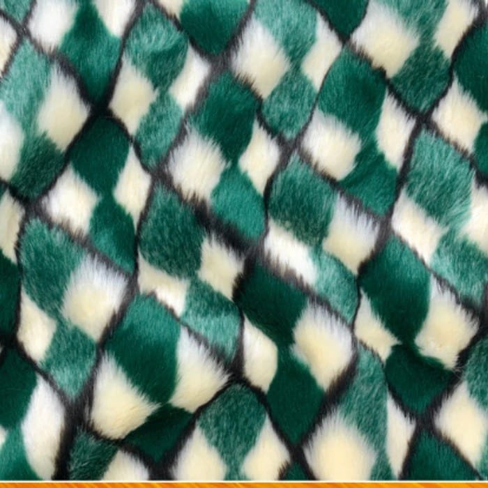 Muestra de tela peluche color diamante verde, textura de pelo.