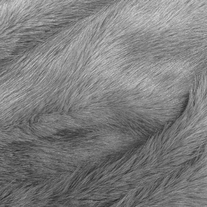 Muestra de tela peluche color gris claro, textura de pelo.