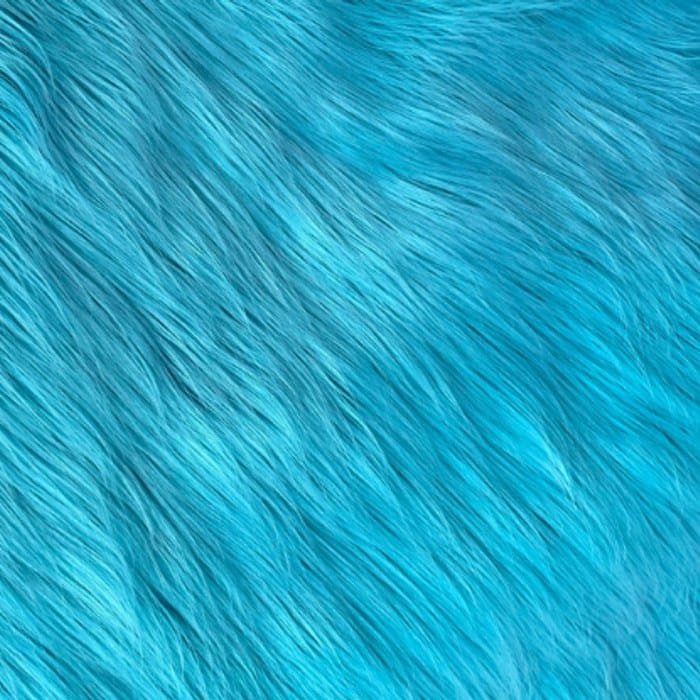 Muestra de tela peluche color turquesa, textura de pelo.