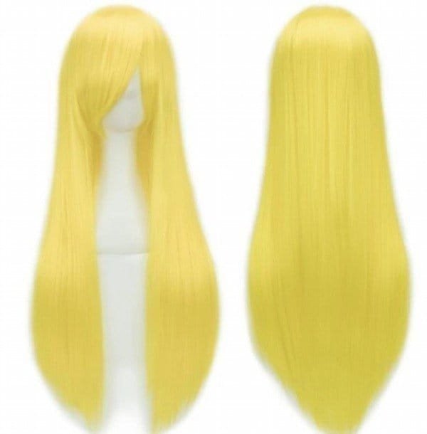 Peluca de cosplay color amarillo, 70 centímetros.