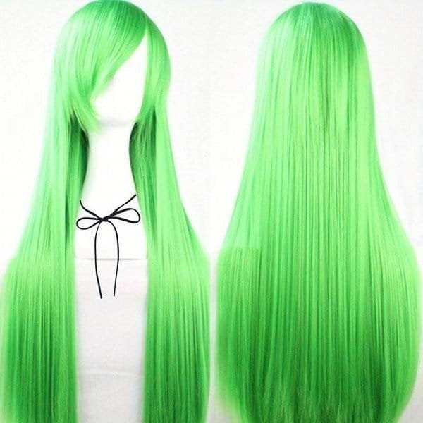 Peluca de cosplay color verde, 70 centímetros.